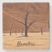 Dead Vlei Namibiaの景観写真と文字 ストーンコースター (正面)