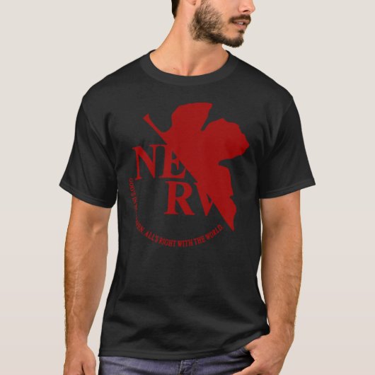 DEADelatedデザイン – ネオン創世記エヴァンゲリオン – Nerv Tシャツ (正面)