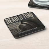 Deadlift -おもしろいな体育館のミーム-ノベルティのトレーニング コースター (左側)
