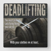 Deadlift -おもしろいな体育館のミーム-ノベルティのトレーニング スクエア壁時計 (正面)