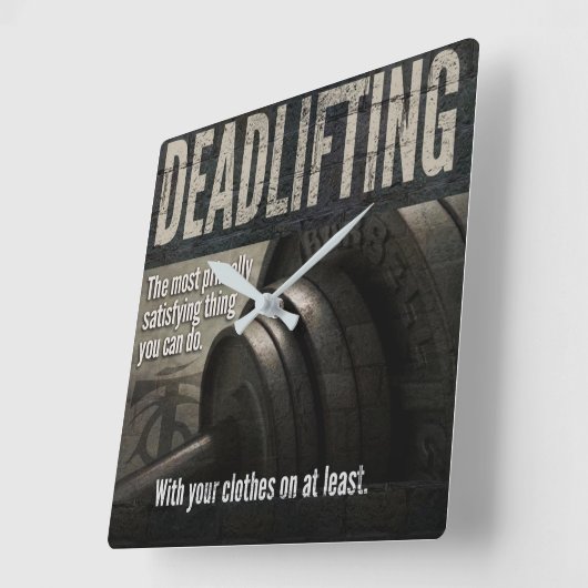 Deadlift -おもしろいな体育館のミーム-ノベルティのトレーニング スクエア壁時計 (傾斜)