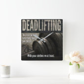 Deadlift -おもしろいな体育館のミーム-ノベルティのトレーニング スクエア壁時計 (ホーム)