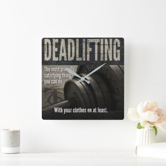 Deadlift -おもしろいな体育館のミーム-ノベルティのトレーニング スクエア壁時計 (ホーム)