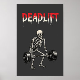 Deadlift Bodybuilding Skeleton -Lifting Humor- Gym ポスター