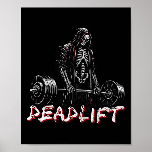 Deadlift Skeleton Halloween Gym Jokes Weightliftin ポスター (正面)