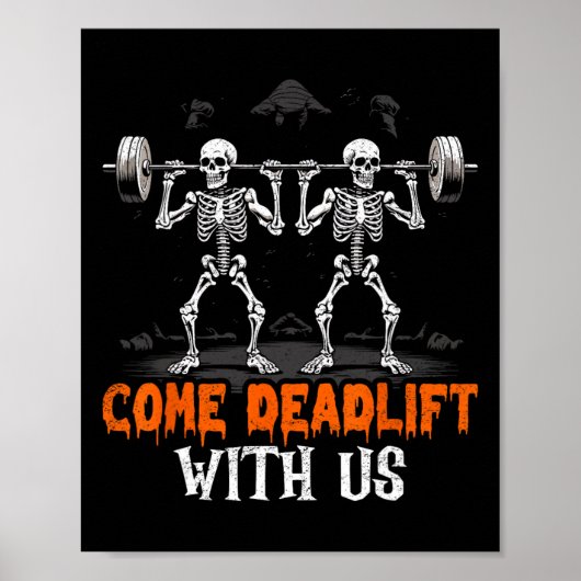 Deadlift Skeleton Weightlifter Bodybuilder Workout ポスター (正面)