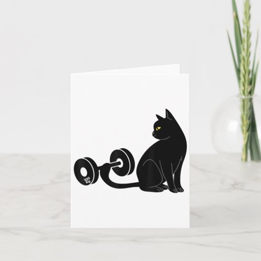 Deadlifting Cat Workout Gym Fitness Exercise Weigh カード (正面)