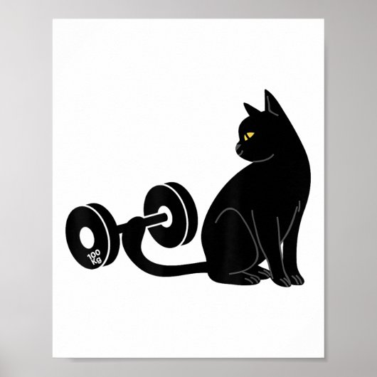 Deadlifting Cat Workout Gym Fitness Exercise Weigh ポスター (正面)