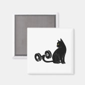 Deadlifting Cat Workout Gym Fitness Exercise Weigh マグネット (正面/裏面)
