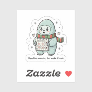 Deadline Monster Cute Sticker – Funny Productivity シール