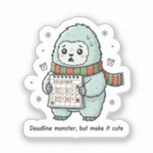 Deadline Monster Cute Sticker – Funny Productivity シール (正面)