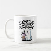 Deadline? More Like Dead Inside Kawaii Ghost コーヒーマグカップ (左)