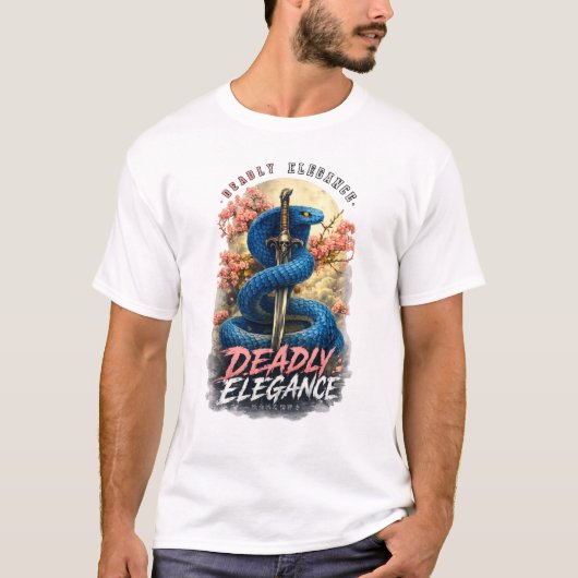 Deadly Elegance Blue Snake Gothic Fantasy Art Tシャツ (正面)