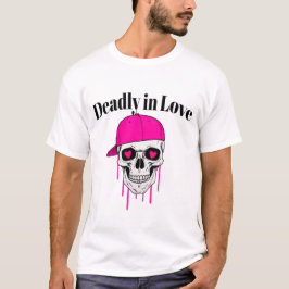 Deadly in Love EdgyスカルとハートアイズTシャツ Tシャツ