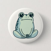 Deadpan, Chill, Zen Meditating Frog 缶バッジ (正面)
