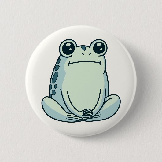 Deadpan, Chill, Zen Meditating Frog 缶バッジ (正面)