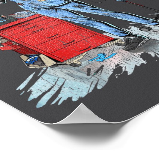 Deadside Nurse Blue Scrubs Funny Skeleton Doctor M ポスター (角)