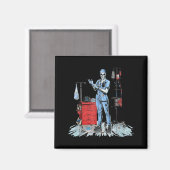 Deadside Nurse Blue Scrubs Funny Skeleton Doctor M マグネット (正面/裏面)