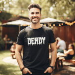 DEADYクールドリッピースクリプトおもしろいパパのハロウィーン Tシャツ<br><div class="desc">内面的なデディクールーを受け入れ！🎃このカスタマイズおもしろいハロウィーンティーは、あなた自身のツイストで。不気味なスタイルだ！Momster用の一致する家族のシャツ、小さなブーなど利用可能。👻 #CoolDaddyTee #HalloweenFun #DadsCostume</div>