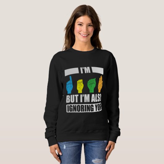 Deaf Pride ASL Hand Gesture Hearing Aid Hand Sign  スウェットシャツ (正面フル)