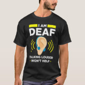 Deaf Pride ASL Hand Gesture Hearing Aid Hand Sign  Tシャツ (正面)