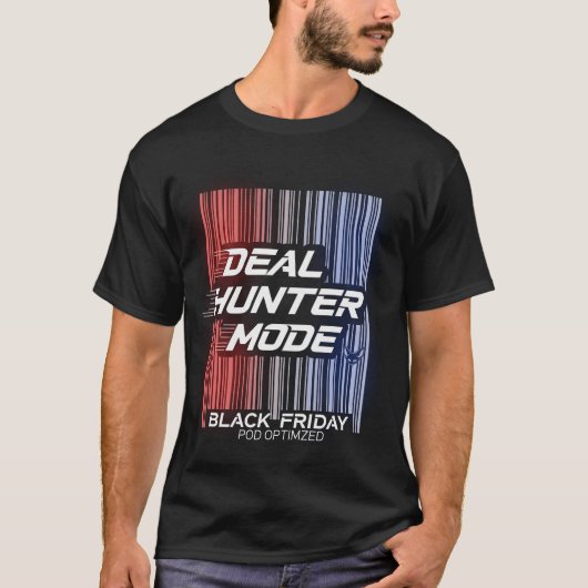Deal Hunterモード – ブラックフライデーバーコードデザイン Tシャツ (正面)