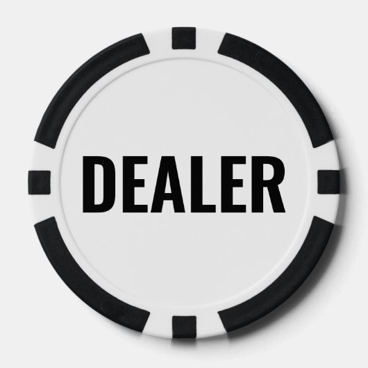 Dealer Simple Black White Text ポーカーチップ (正面)