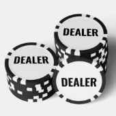 Dealer Simple Black White Text ポーカーチップ (積み重ね)