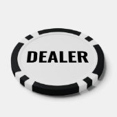 Dealer Simple Black White Text ポーカーチップ (シングル)