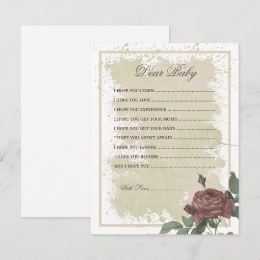 Dear Baby ラスティック フローラル バーガンディ ブラッシュ ベイビー シャワー (正面/裏面)