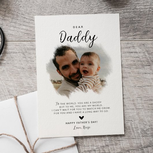 Dear Daddy | モダンな写真ハートデザインの父の日カード カード