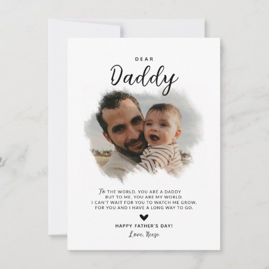 Dear Daddy | モダンフォトハート父の日 カード (正面)