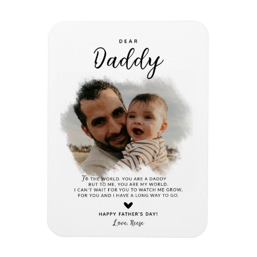 Dear Daddy | モダンフォトハート父の日 マグネット (縦)