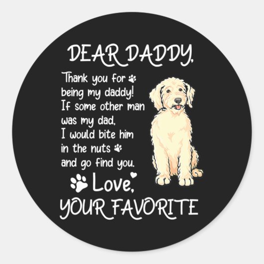 Dear Daddy Goldendoodle Dog Dad Father's Day  ラウンドシール (正面)