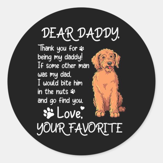Dear Daddy Labradoodle Dog Dad Father's Day  ラウンドシール (正面)
