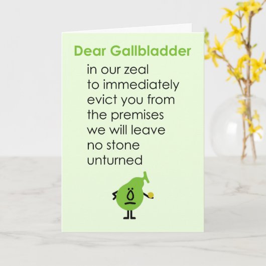 Dear Gallbladder A Funny Get Well Soon Poem カード (黄色い花)