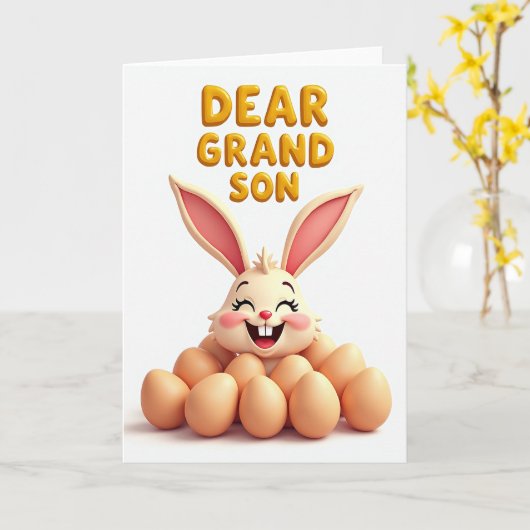 Dear Grandson Rabbit Art Card カード (黄色い花)
