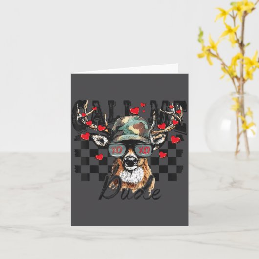 Dear Hunting Valentines Day Call Me Dude Valentine カード (黄色い花)