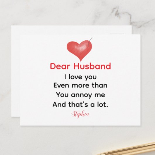 Dear Husband personalized love message valentines シーズンポストカード