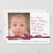 "Dear Jesus" クレヨンメモ付きクリスマスカード 写真入り (正面)