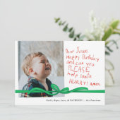 "Dear Jesus" 赤いクレヨンのメモの写真 クリスマスカード (スタンド正面)