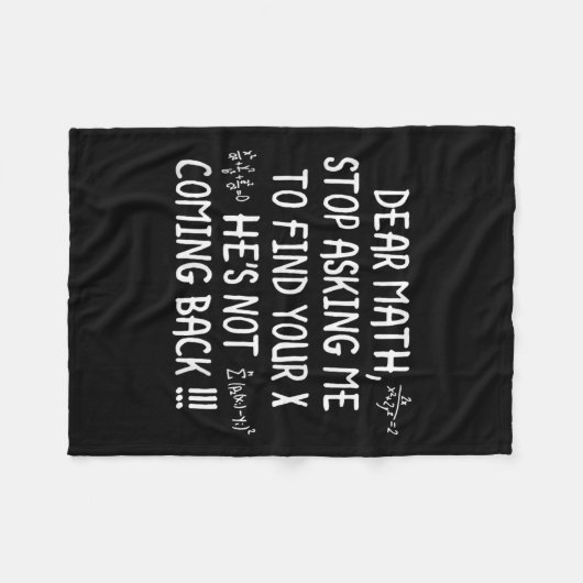 Dear Math Funny Math Quote  フリースブランケット (正面(横))