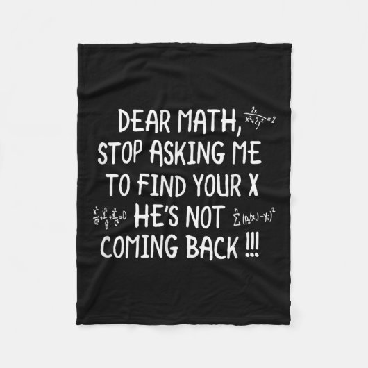 Dear Math Funny Math Quote  フリースブランケット (正面)
