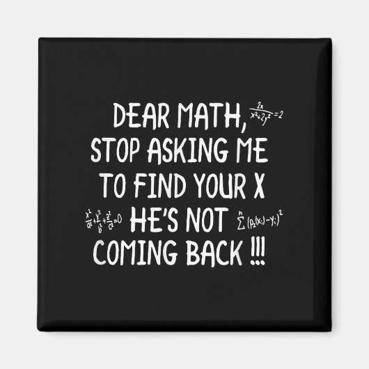 Dear Math Funny Math Quote マグネット (正面)