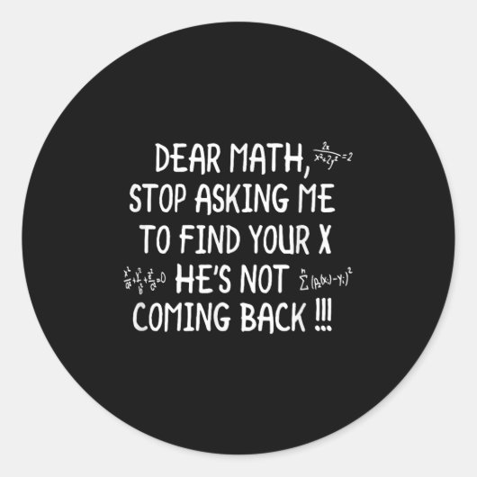 Dear Math Funny Math Quote  ラウンドシール (正面)