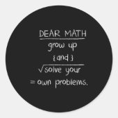 Dear Math Funny Quote  ラウンドシール (正面)