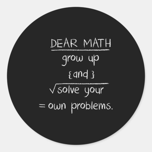 Dear Math Funny Quote  ラウンドシール (正面)
