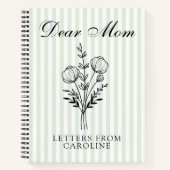 Dear Mom | Green Stripe Mom Gratitude Diary Custom ノートブック (正面)
