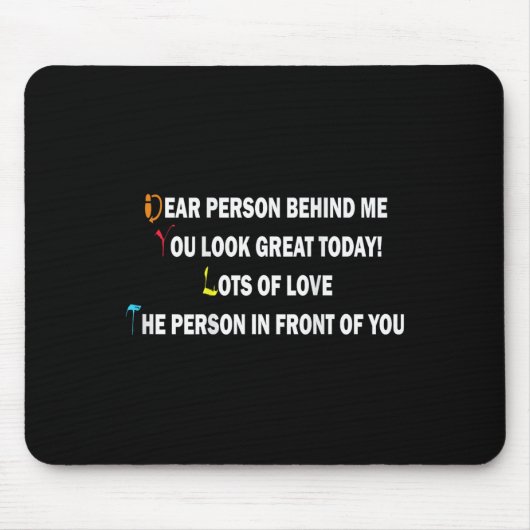 Dear Person Behind Me Funny Retro Quotes &amp; App マウスパッド (正面)