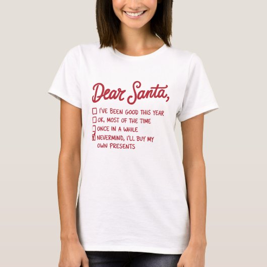 Dear Santa - クリスマスデザイン Tシャツ (正面)